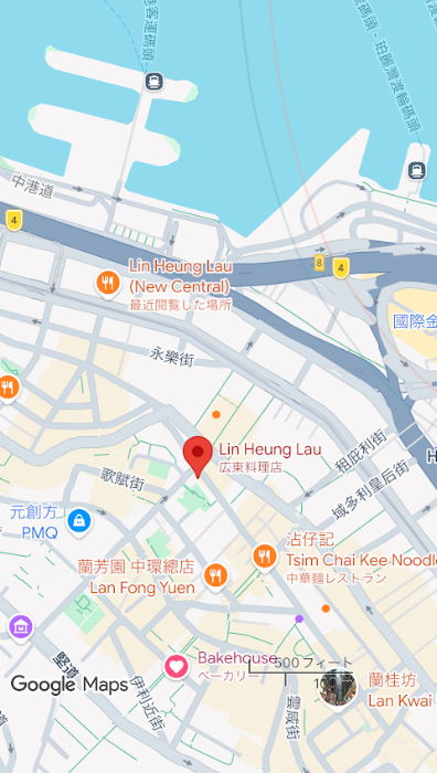 Lin Heung Lauという点心屋の地図。日本にはない注文方法で楽しいお店。