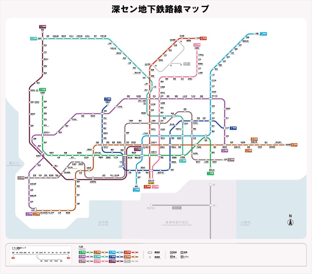 深圳地下鉄の路線図。分かりやすくて見やすい。